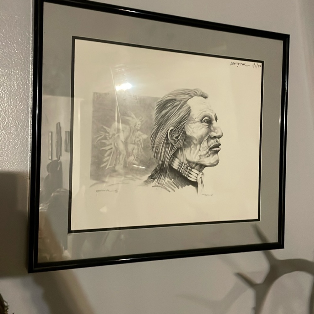 Art Framed sign by famous Native American Indian